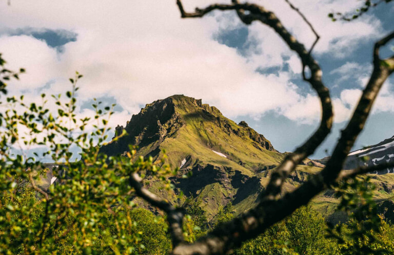 Thorsmork Valley is a welcome change of pace, with dwarf birch trees and hanging glaciers awaiting your arrival.