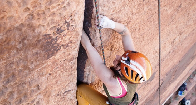 Learn crack climbing on one of our rock climbing camps.