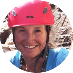 Aimee Barnes is a rock climbing guide who is also a member of the 1990 US Women’s climbing team and the creator of the Women’s Network.