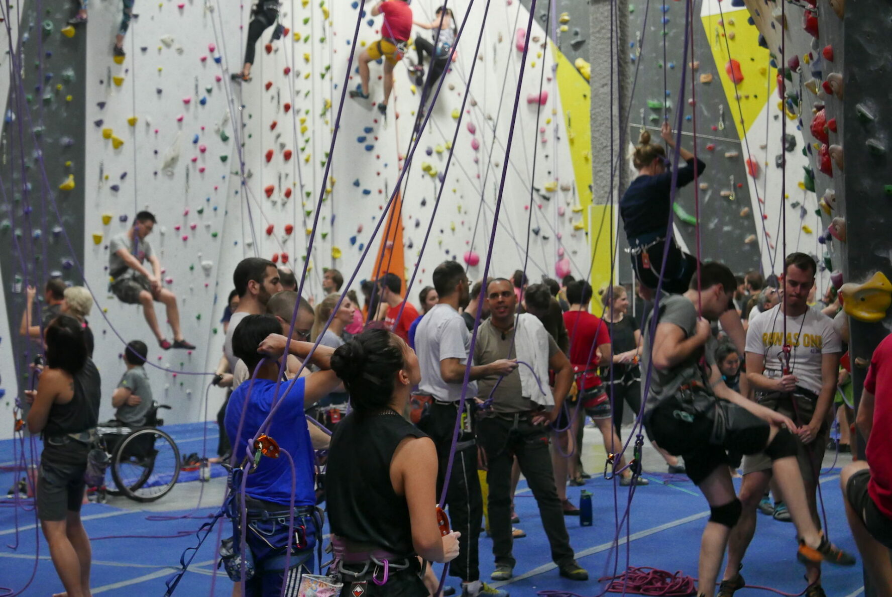 Crowds are a common sight at the Cliffs rock climbing gym.