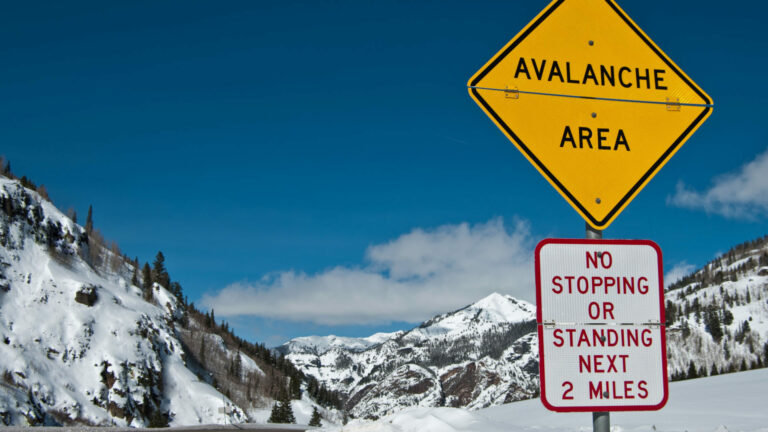 Avalanche road sign Colorado