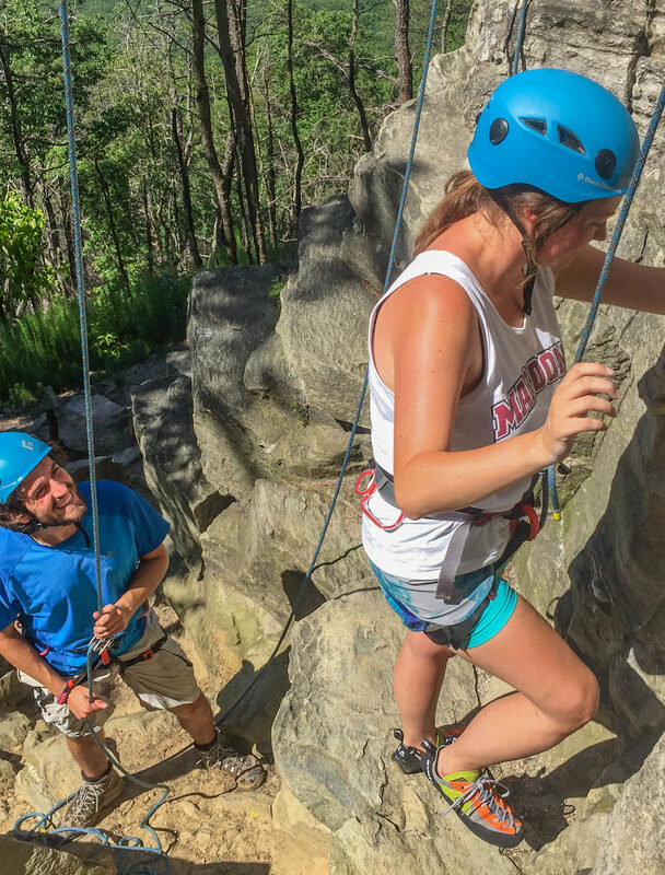 rock climbing at pilot mountain