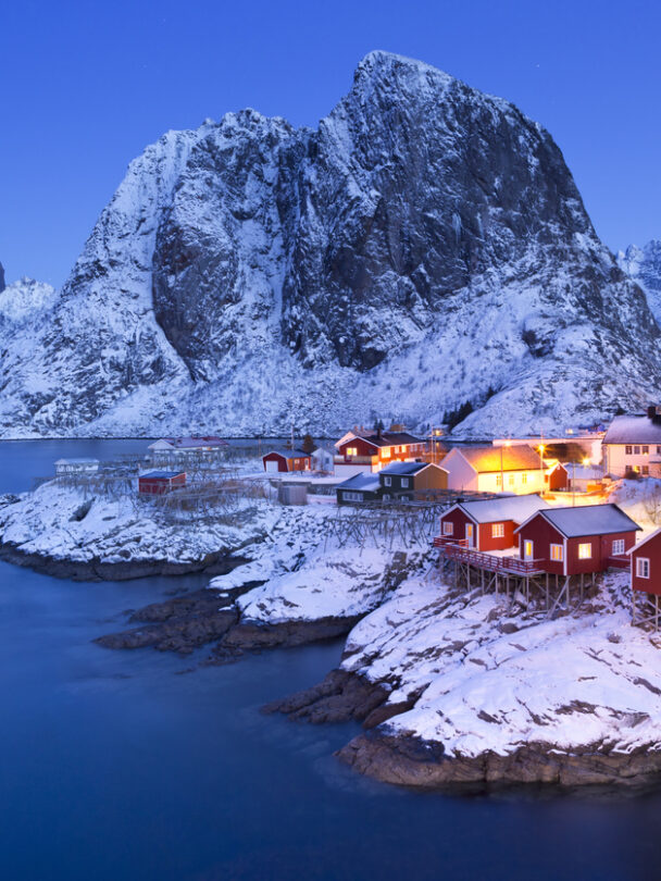 Backcountry skiing in Lofoten.