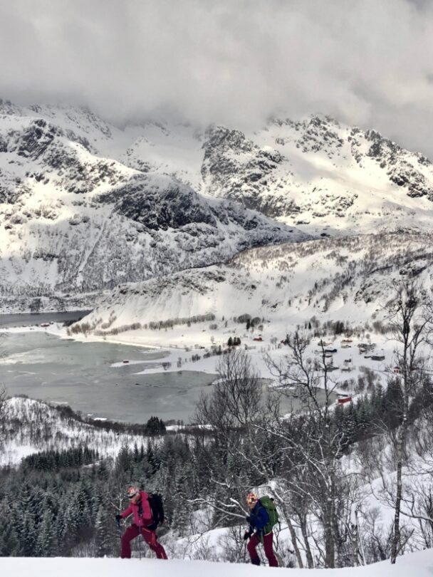 Backcountry skiing in Lofoten.
