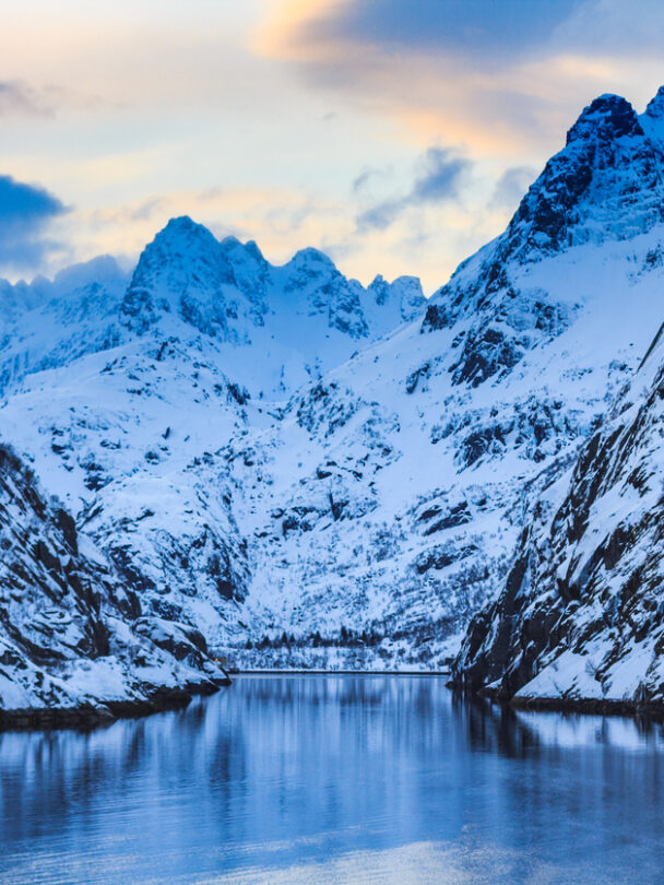 Backcountry skiing in Lofoten.