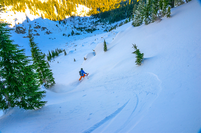 People skiing the slopes of Tahoe