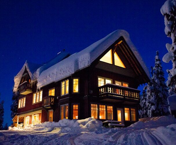 Incredible downhill run with a mountain as a backdrop