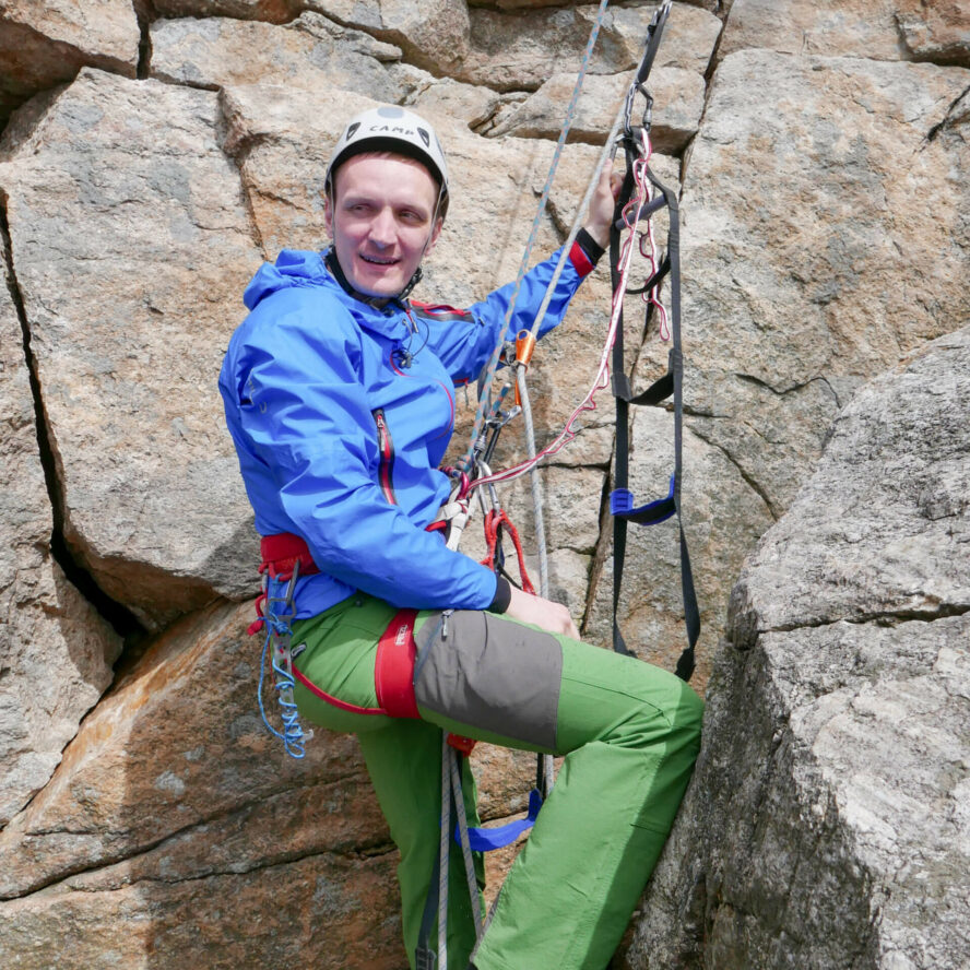 Perica tries his hand at Aid Climbing.