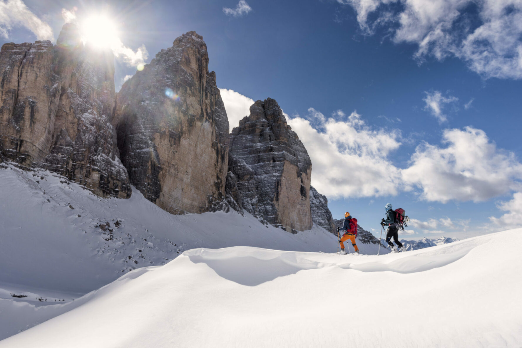 Backcountry skiing in the dolomites