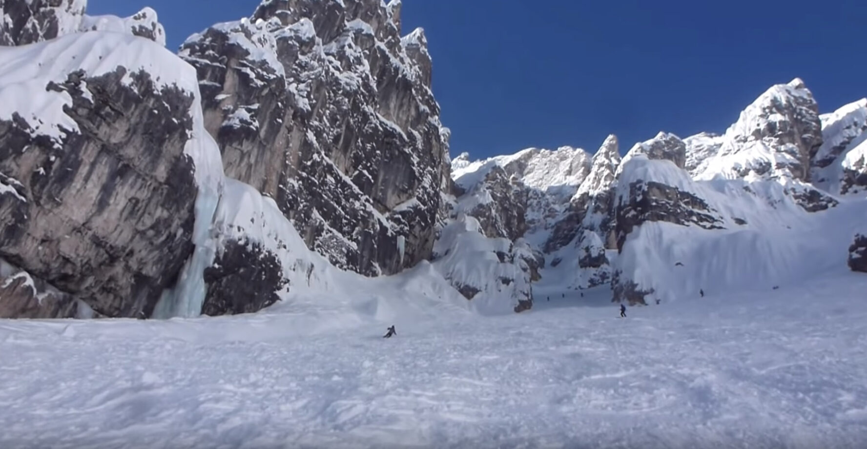 Skiing the backcountry in the dolomites
