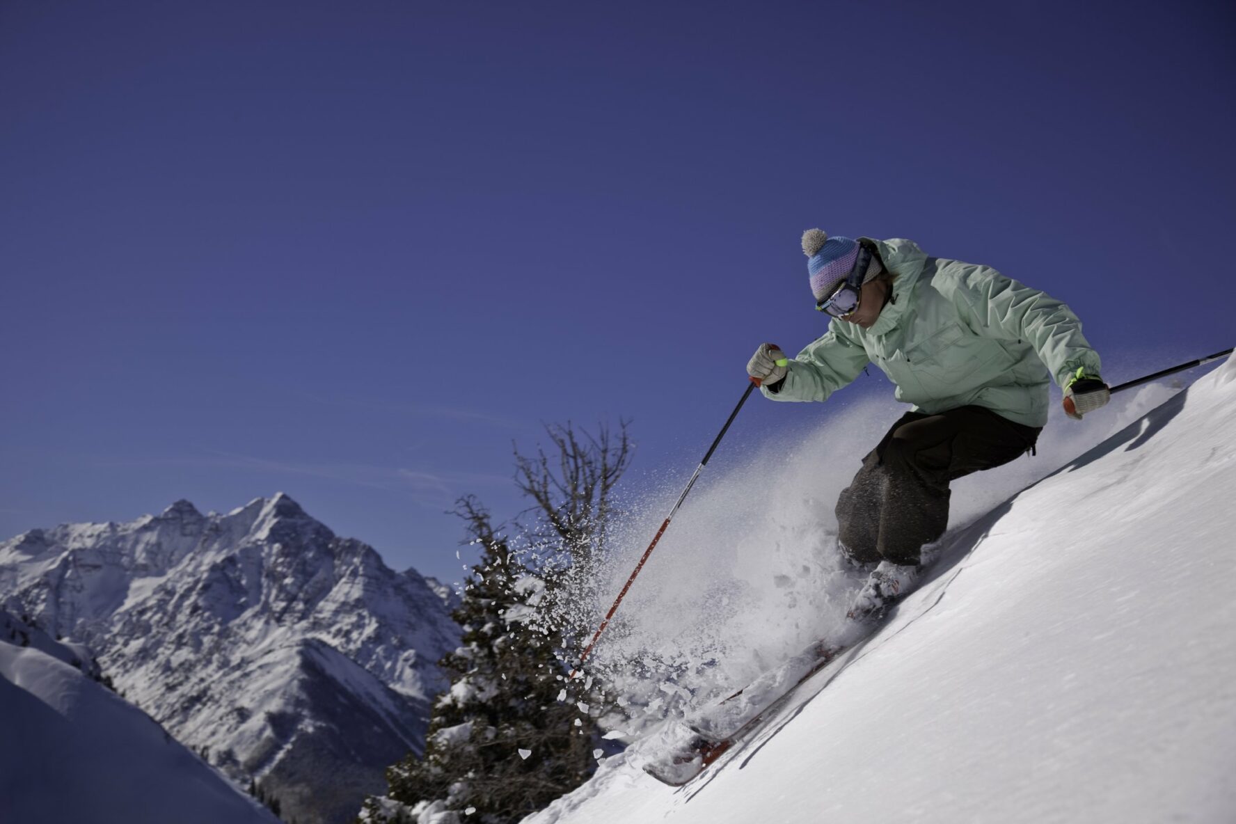 A lone skier and a slope in Aspen’s backcountry.