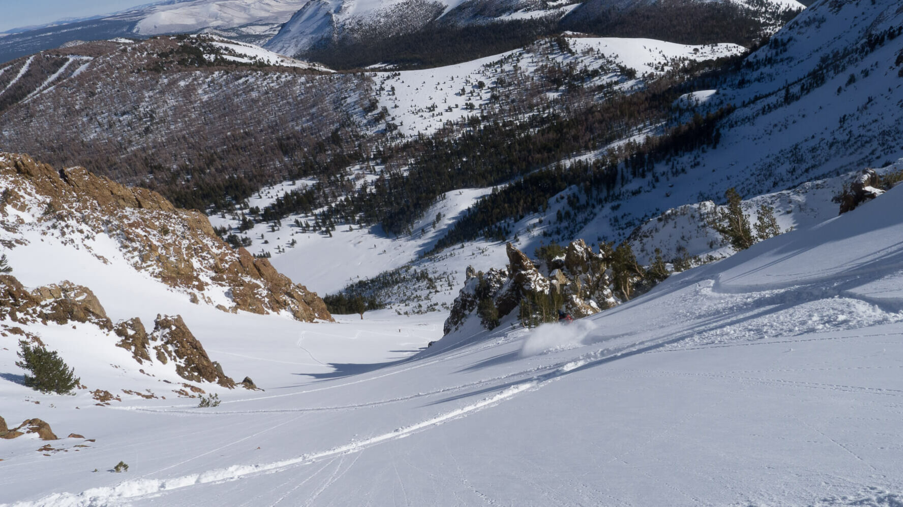 Backcountry powder turns at June mountain.