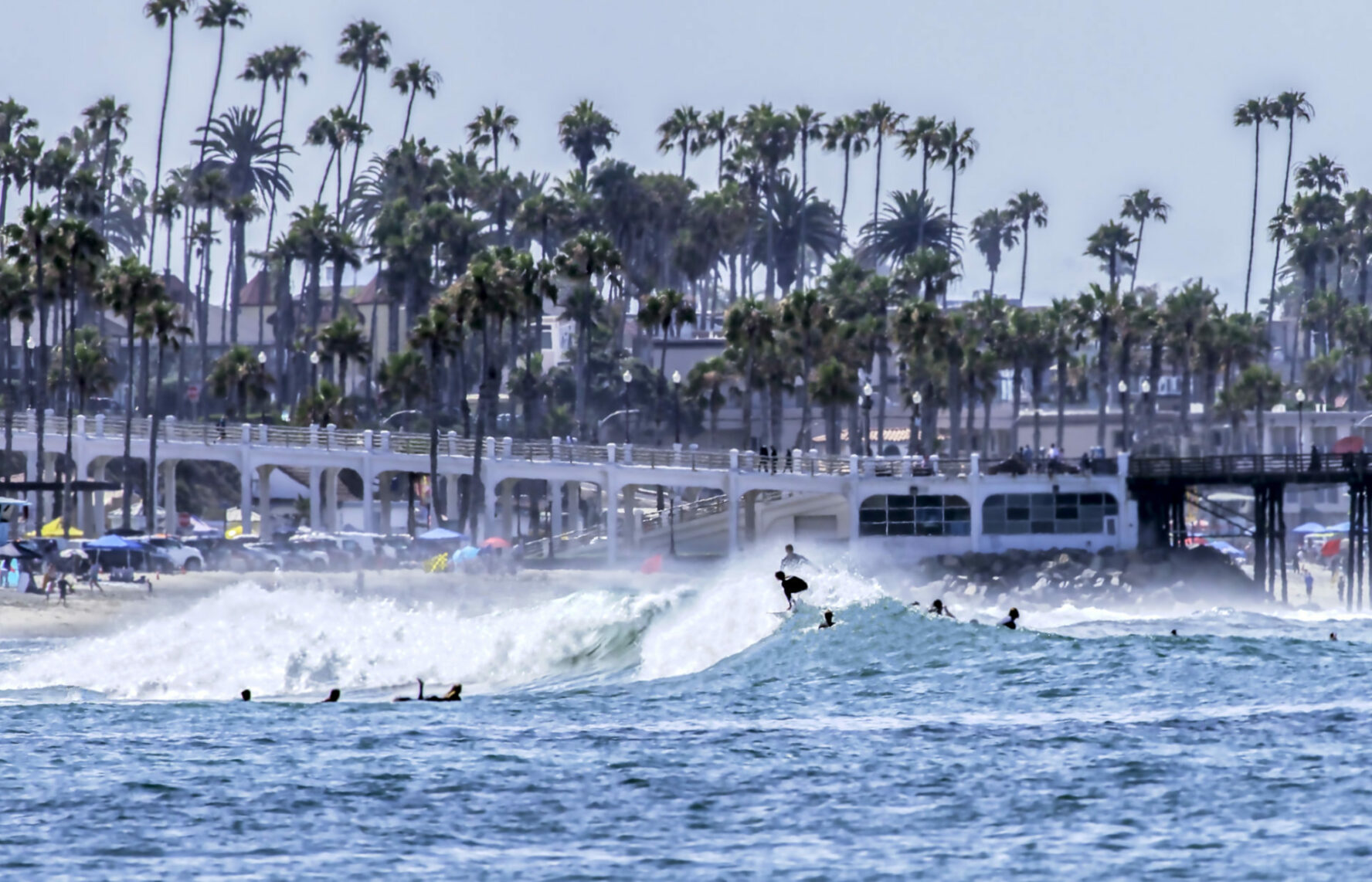 A busy day at the Oceanside, California Pier