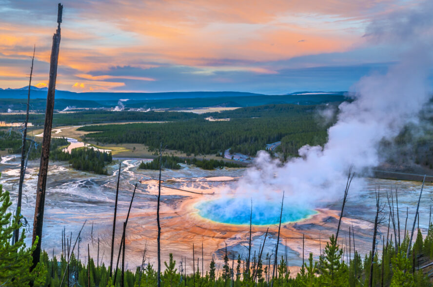 The overlook at the Grand Prismatic Spring is a Yellowstone must-do