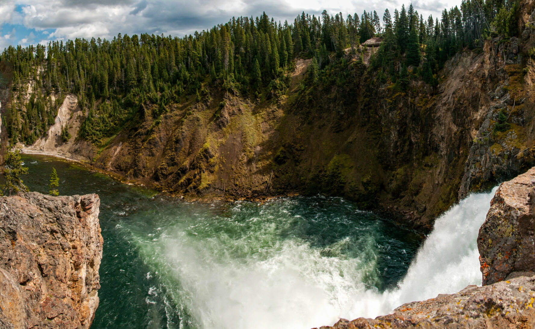 The Lower Falls drop 308 feet at the head of the Grand Canyon of the Yellowstone.