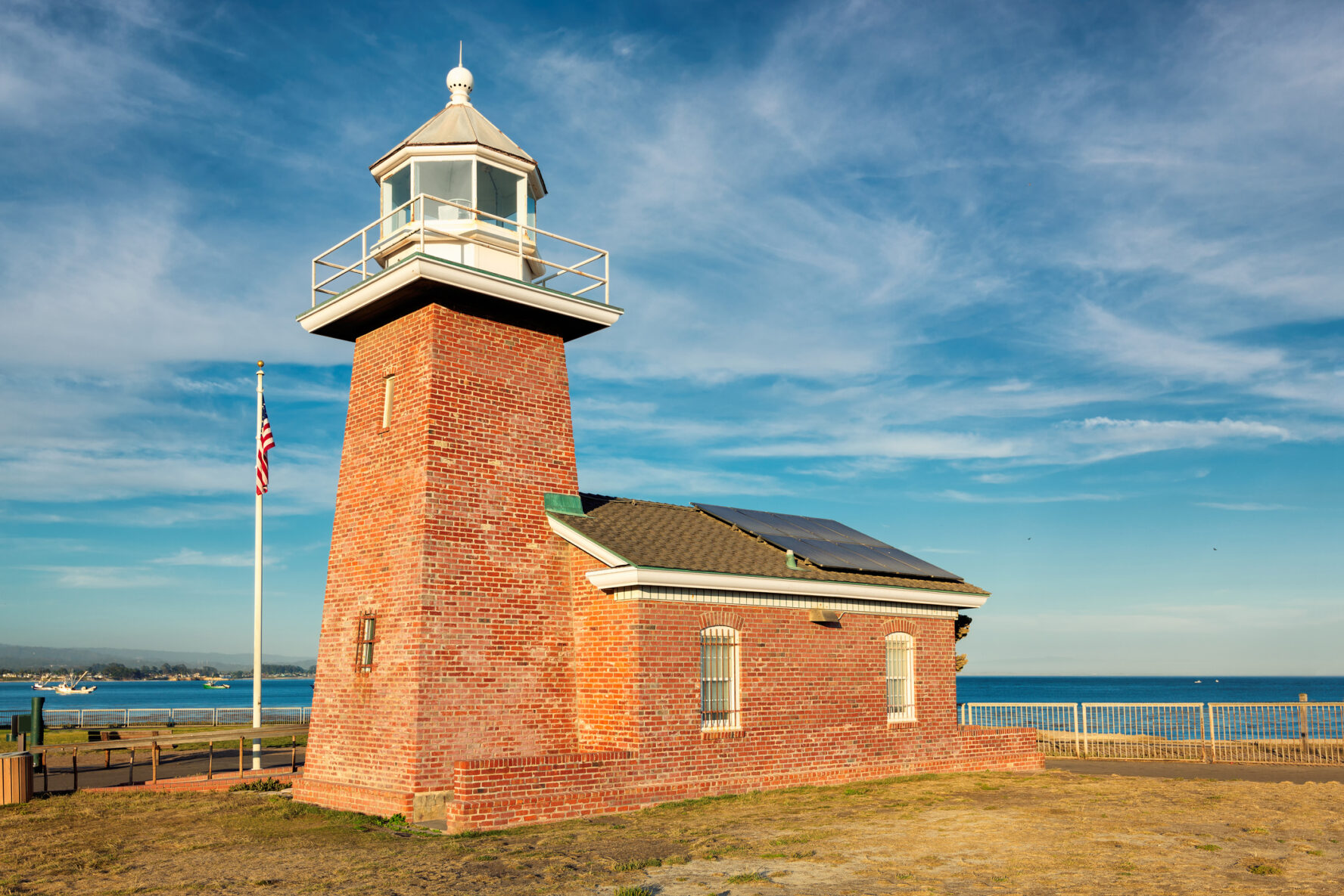 Santa Cruz lighthouse at sunset, Santa Cruz County, California.