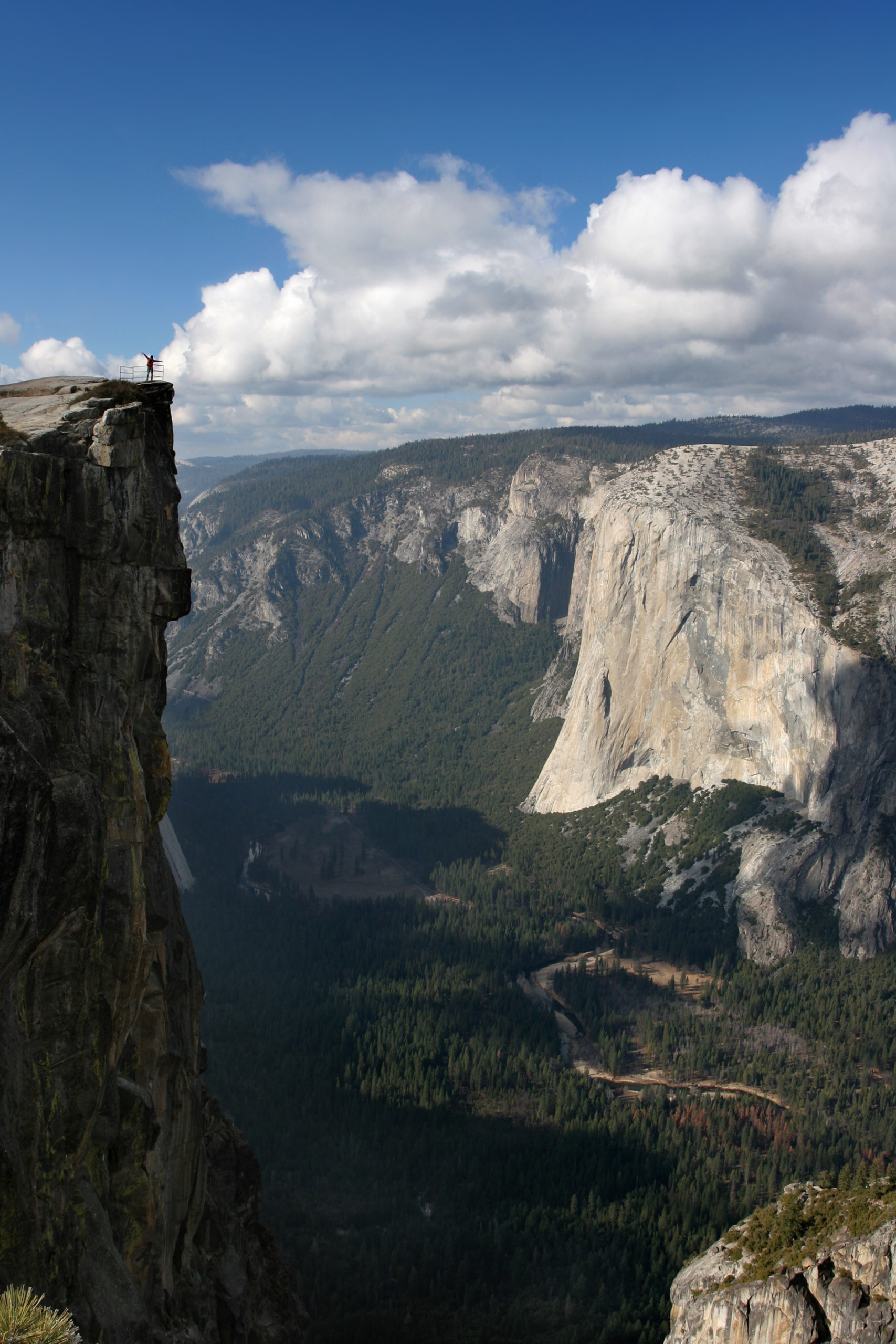 Hiker overlooking Yosemite Valley