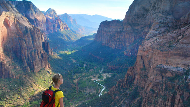 hiking in zion