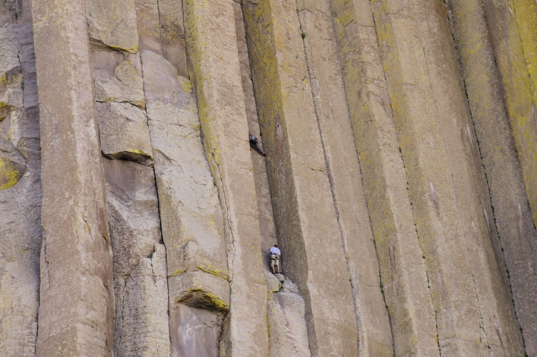 Climbers on Devil's Tower, Wyoming