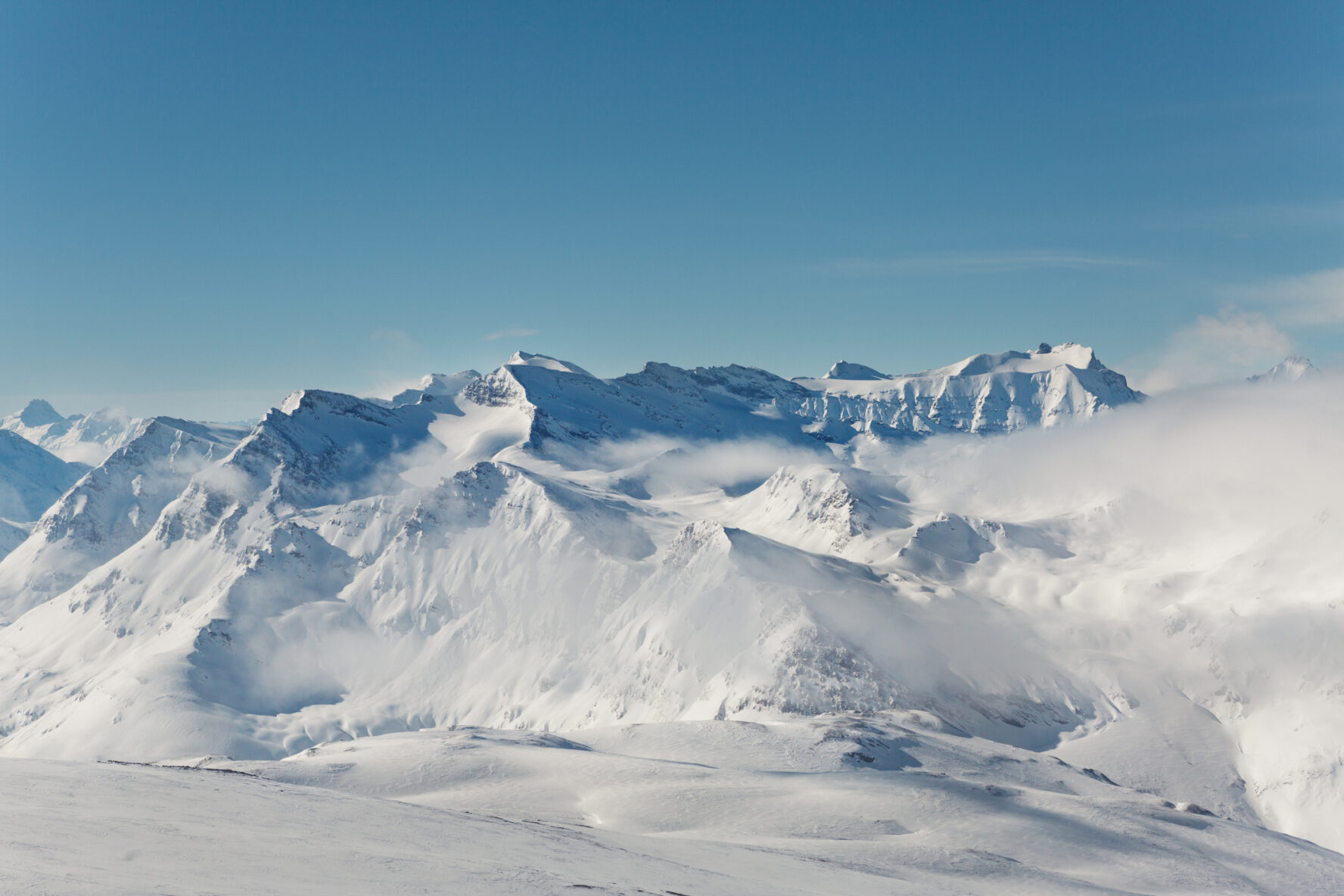 "Snowy winter landscape in Val d'Isere, France."
