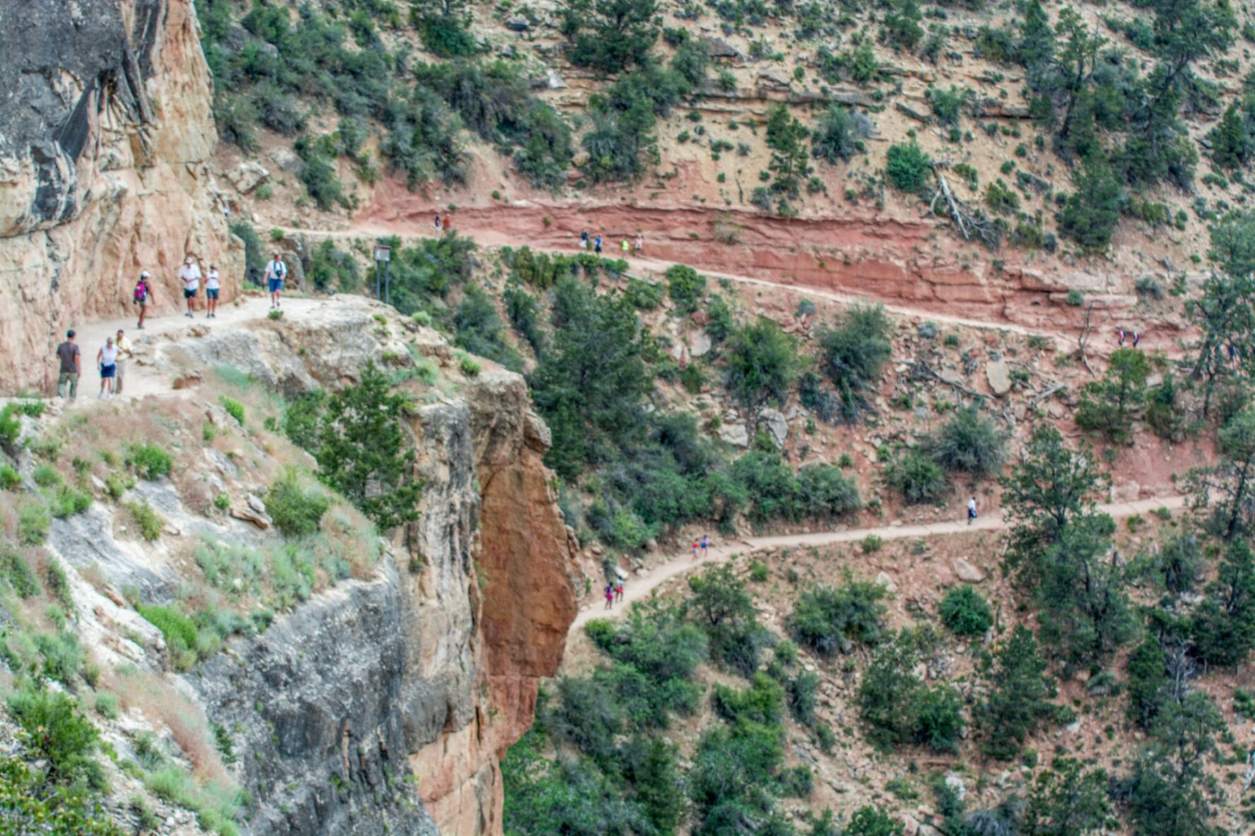 There can be a lot of hikers on the Bright Angel Trail.