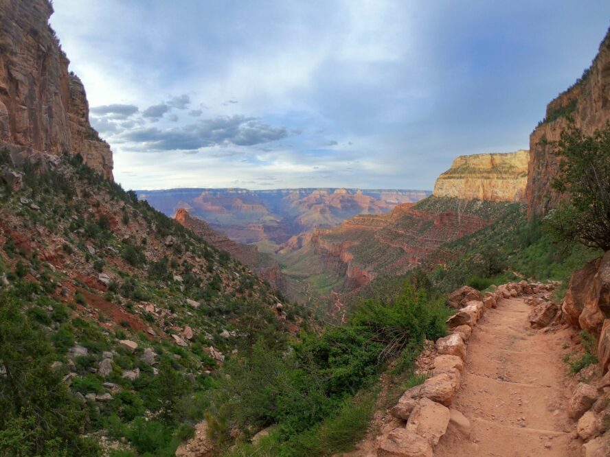 The Bright Angel Trail is a wide, well-maintained trail with incredible views the entire way.