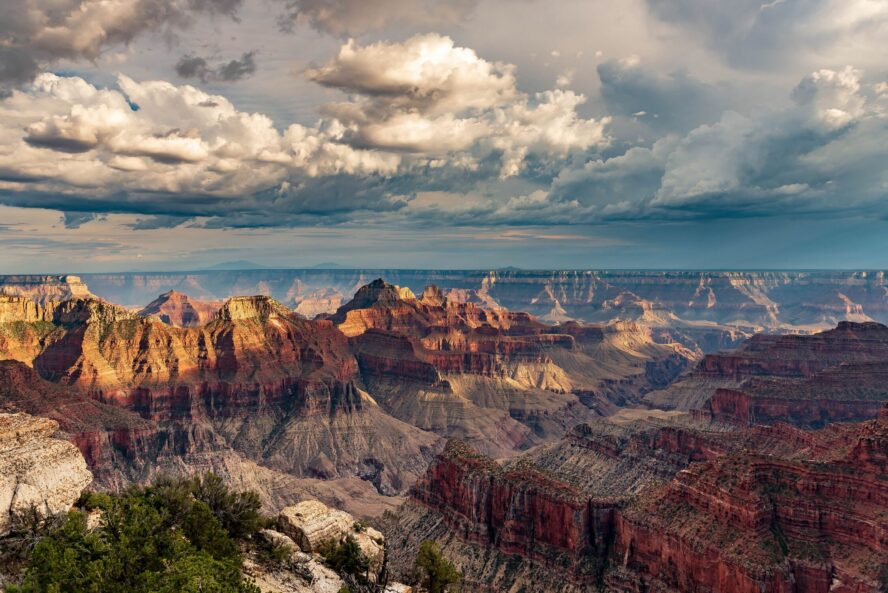 The colorful geologic layers in the Grand Canyon.