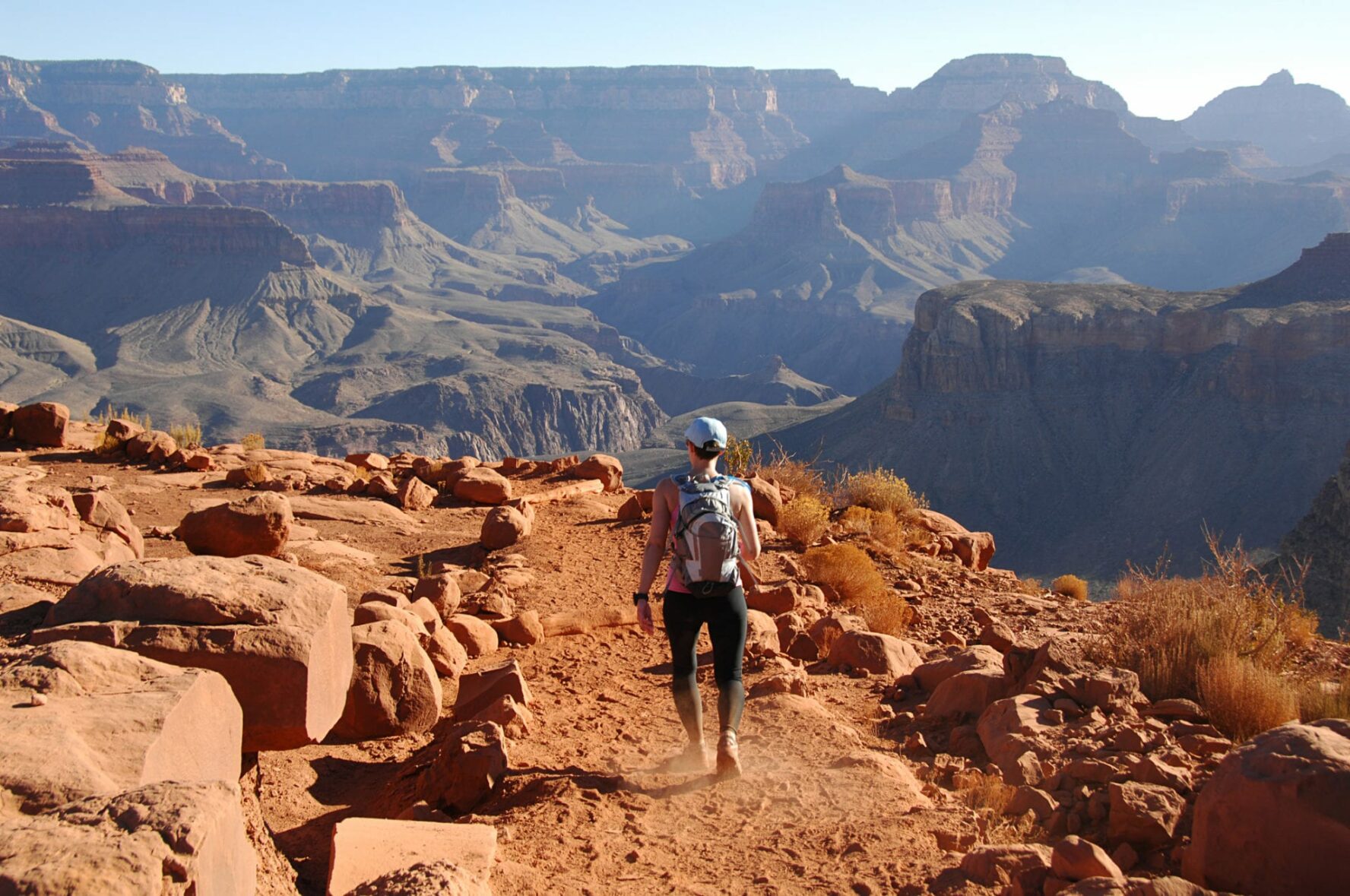 A hiker tackling the South Kaibab Trail.