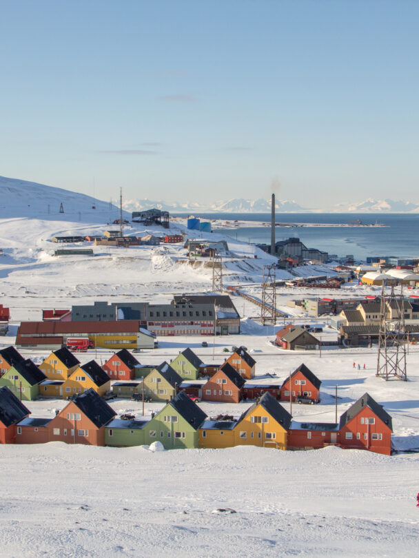 A city details of Longyearbyen - the most Northern settlement in the world. Svalbard . Norway.