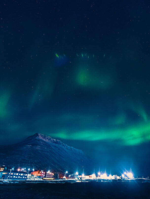 A city details of Longyearbyen - the most Northern settlement in the world. Svalbard . Norway.