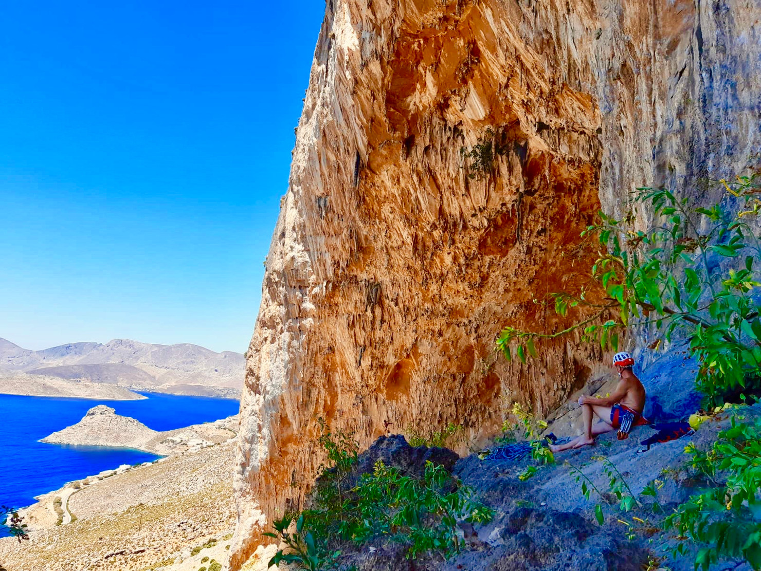 Climber resting after a climbing session