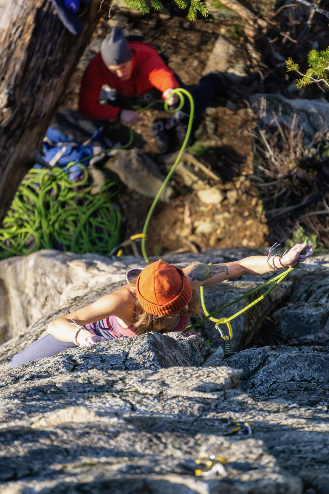 A woman on a climbing course in Squamish