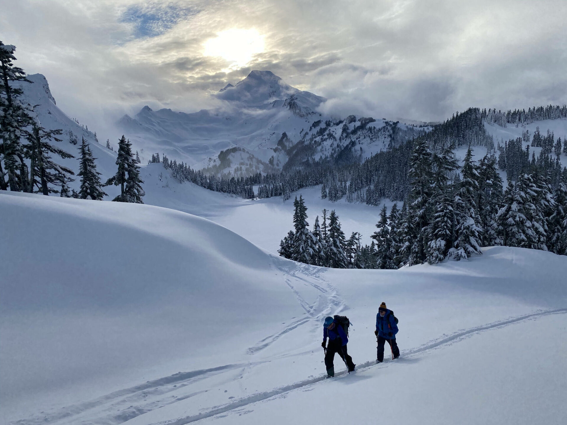 Backcountry skiing at Mount Baker.
