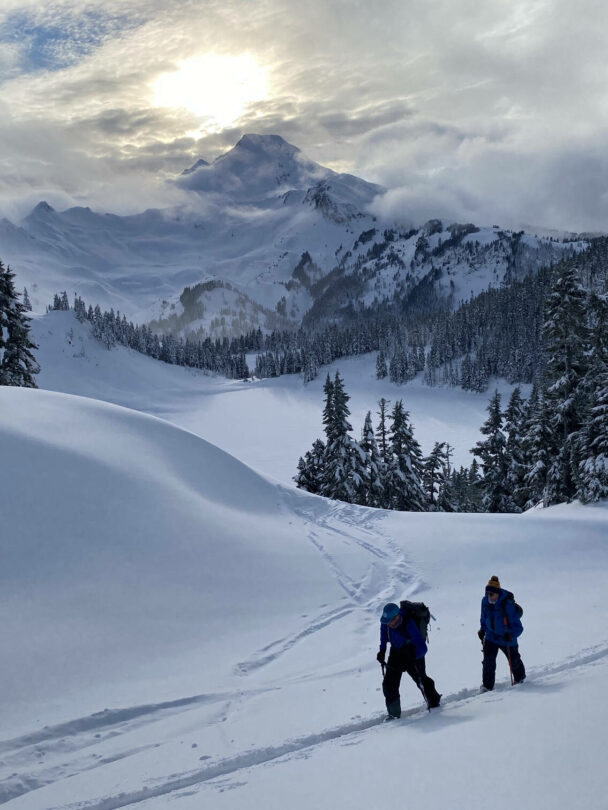 Backcountry skiing at Mount Baker.