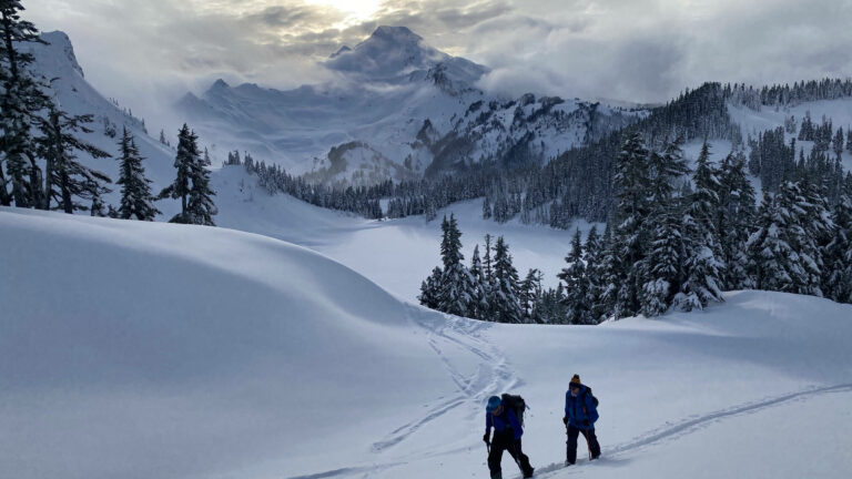 Backcountry skiing at Mount Baker.