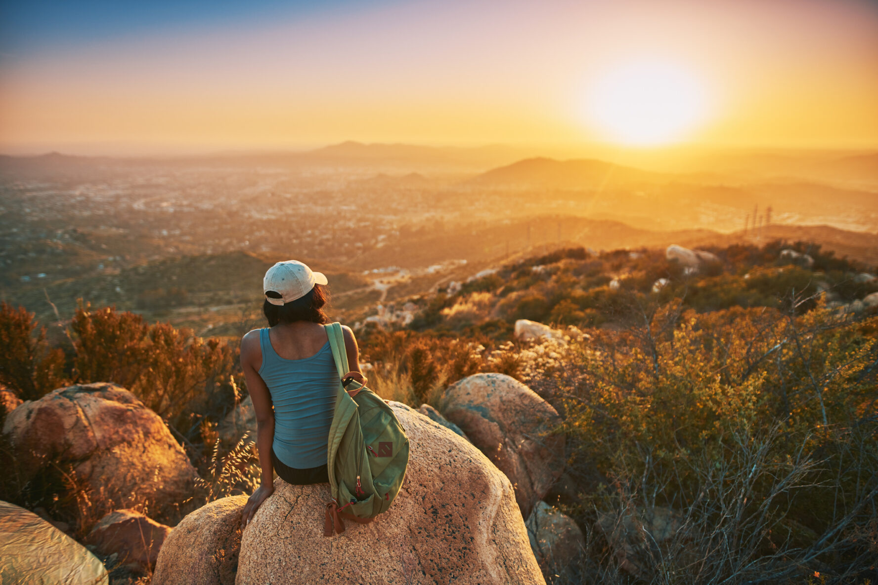 Enjoying the amazing viewpoint from the top of Cowles Mountain.