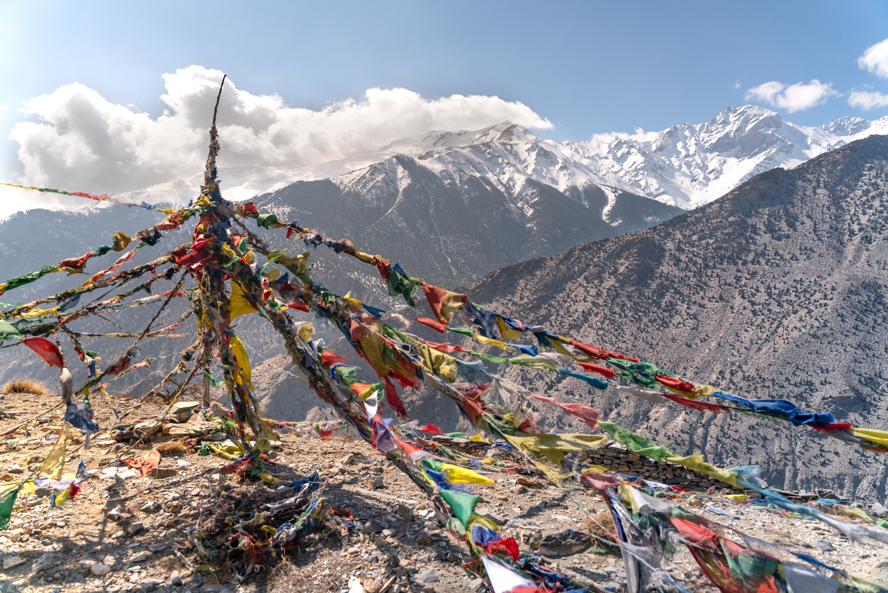 The view around Khutsab Terenga Ghumba on Annapurna trail track.