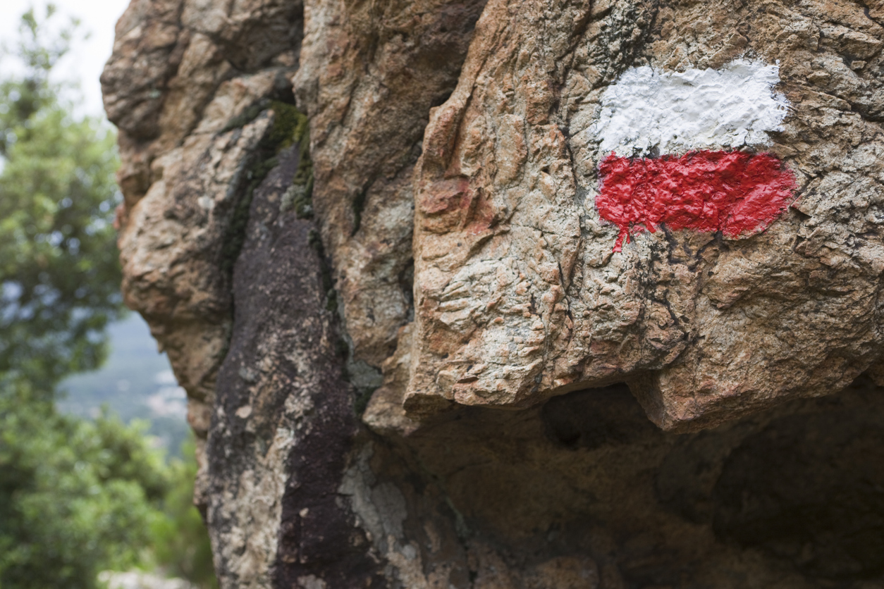 Corsica - marking of famous GR 20 hiking trail