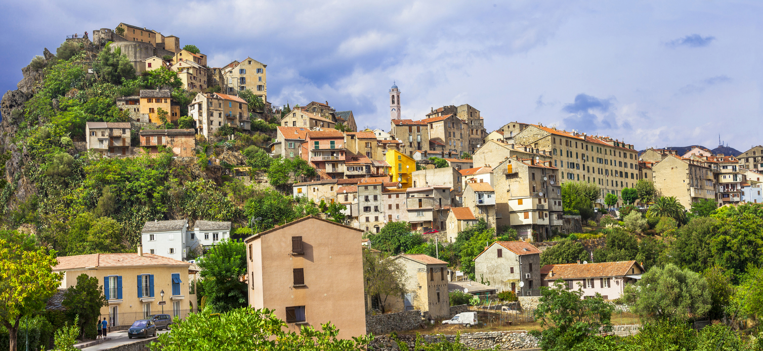 Corte, Corsica, panoramic view with citadel