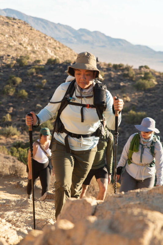 Hikers on a trail in Joshua Tree