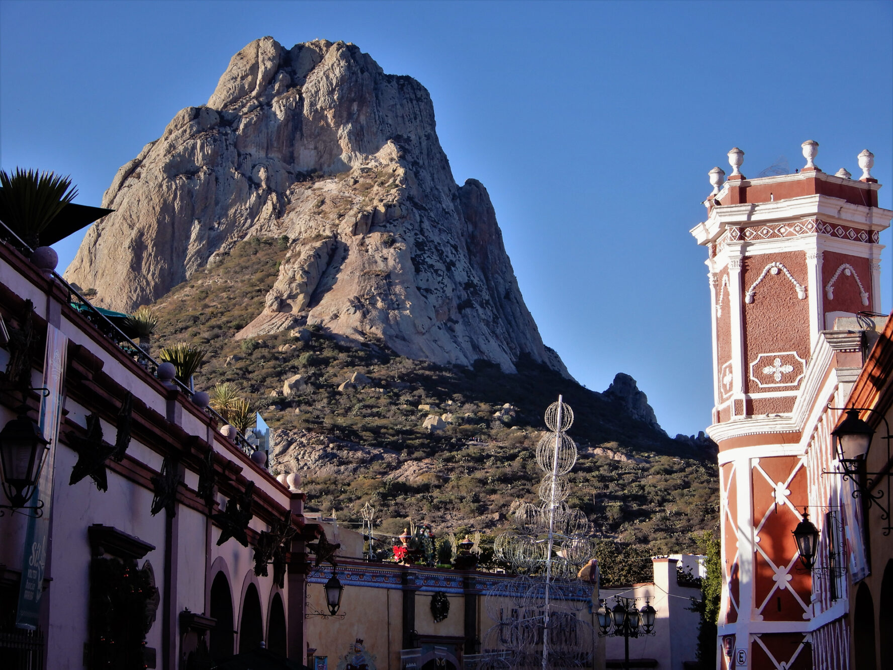 A view of the Monolith and street