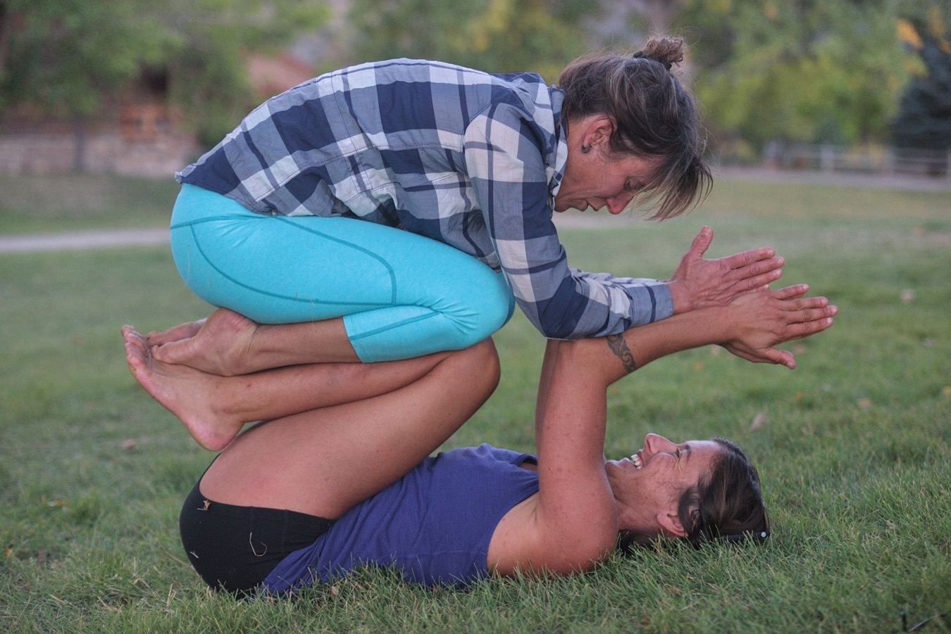 Friends doing Yoga in Moab