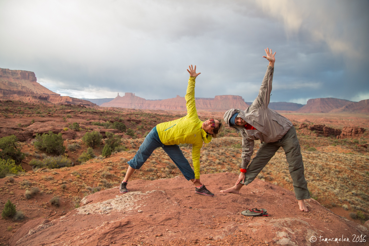 Friends doing Yoga in Moab