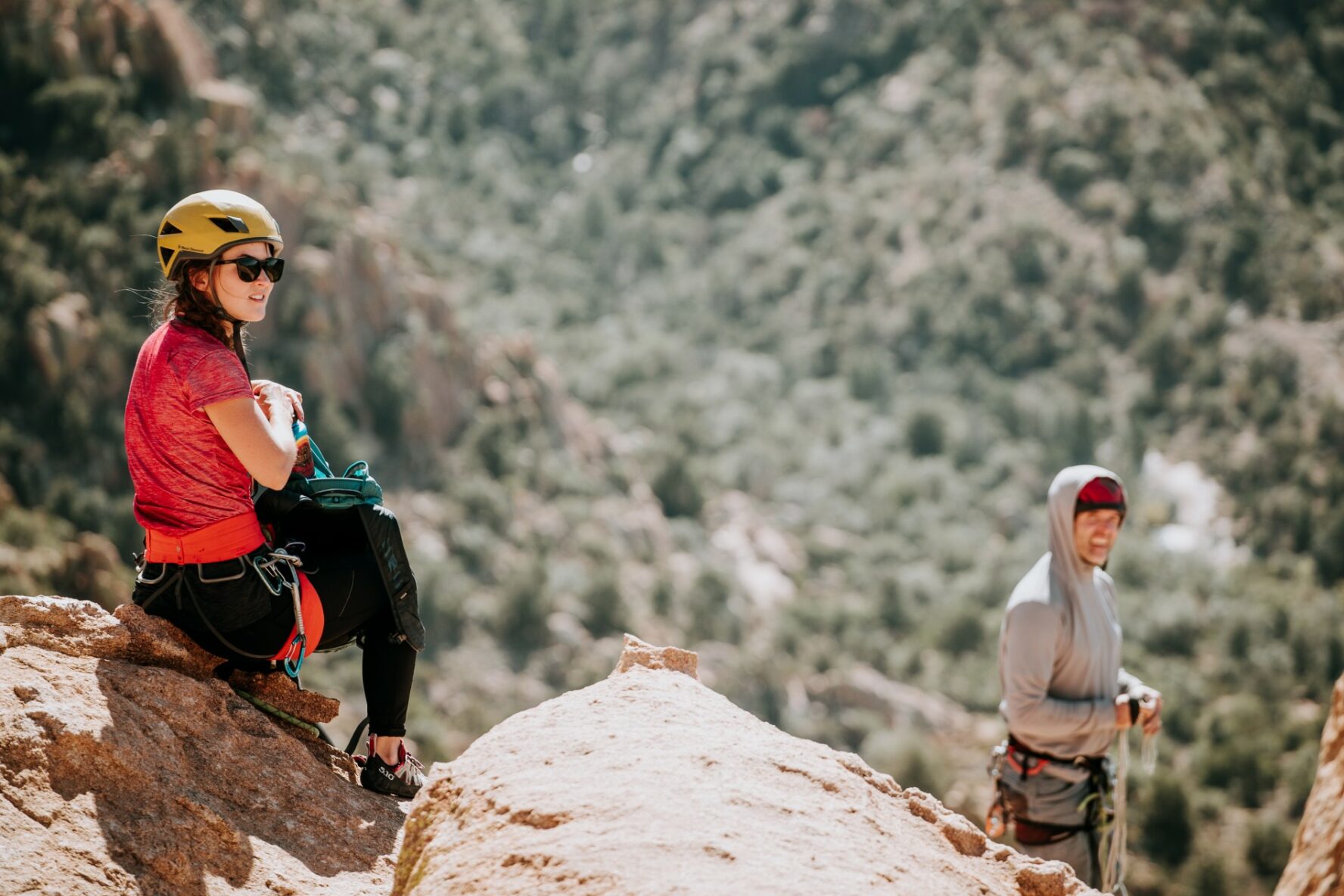 Two people resting on Cochise Stronghold