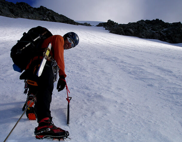 Backcountry skier in Courmayeur
