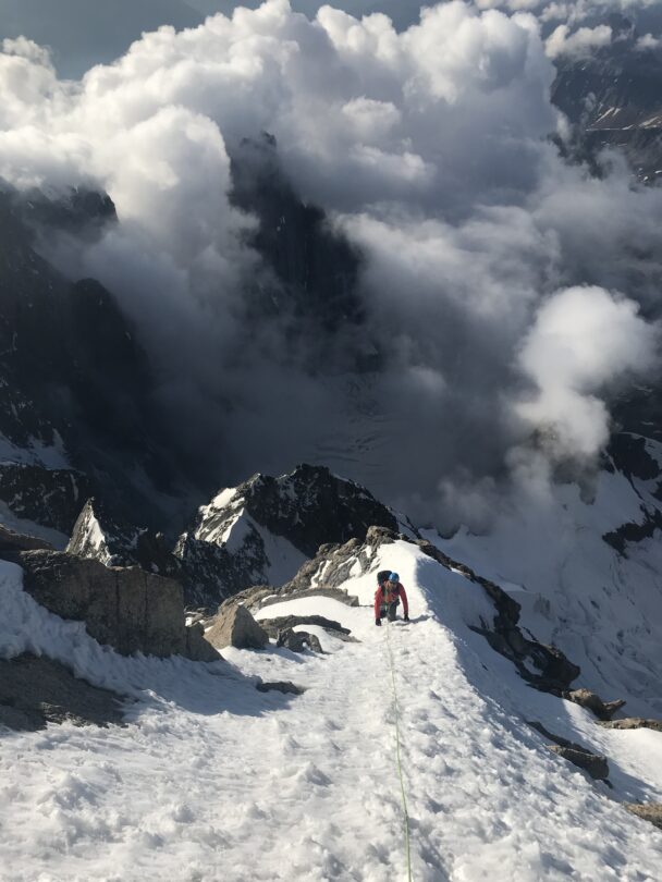 Backcountry skier in Courmayeur