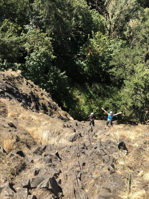 People Rock Climbing in Rooster Rock State Park