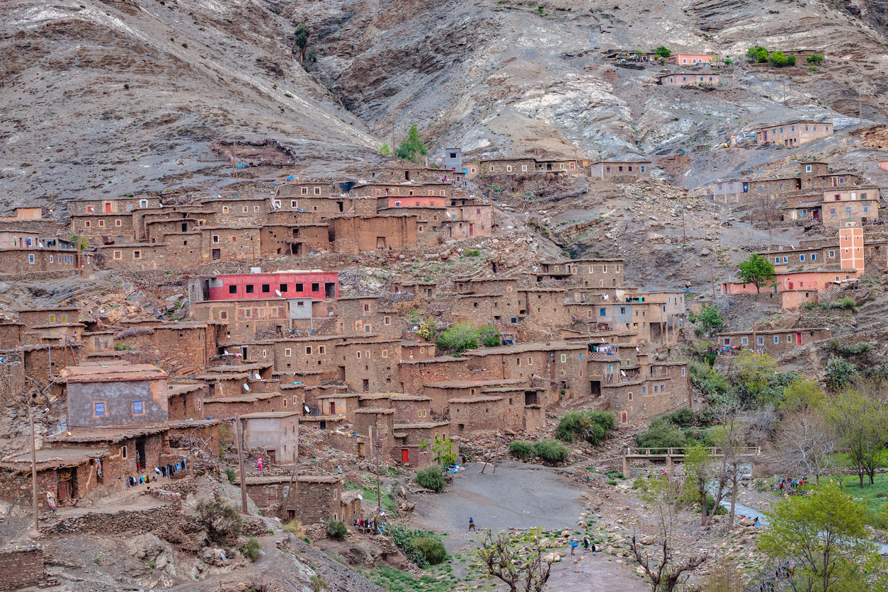 Moroccan mountain village along the road across Atlas, Morocco, North Africa,Nikon D3x