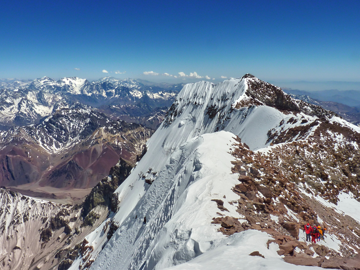 Photo taken from the summit of Aconcagua, the highest mountain of America