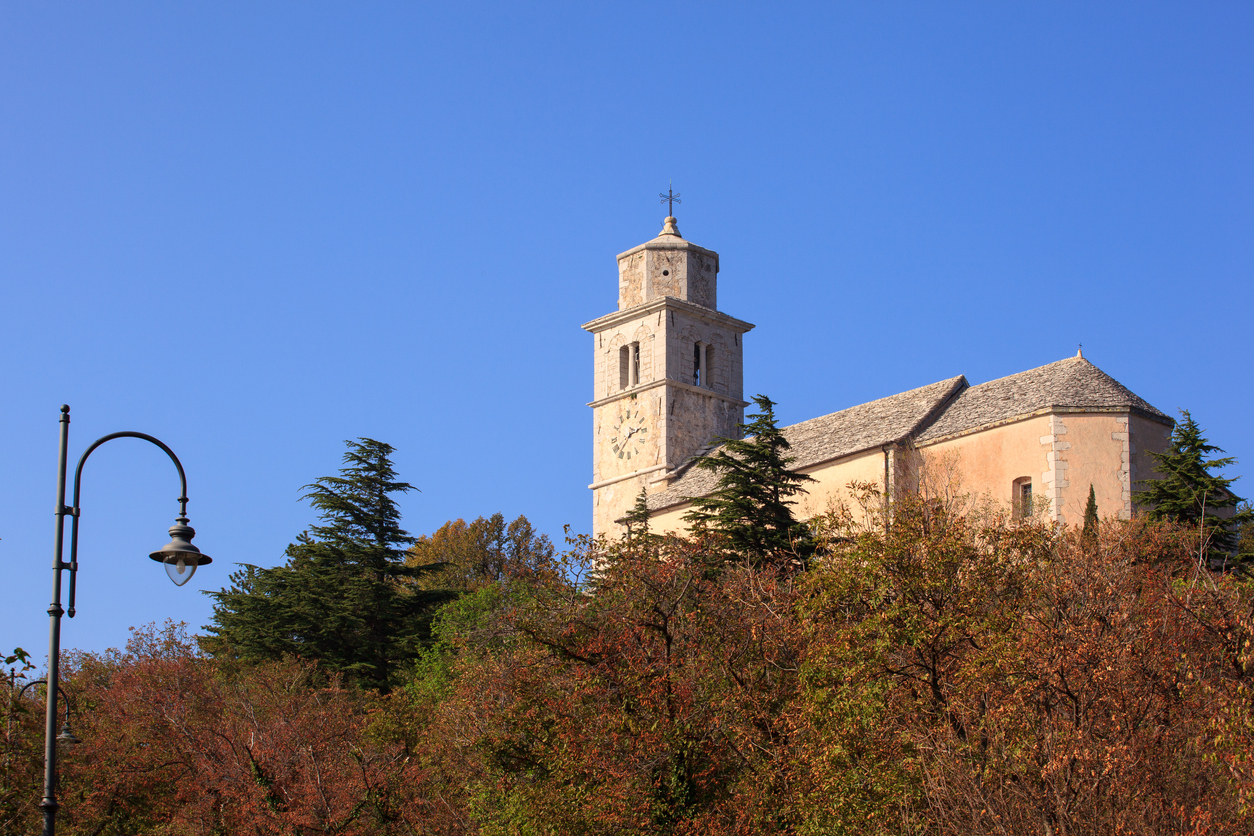 View of the Monrupino Church in Monrupino near Trieste, Italy